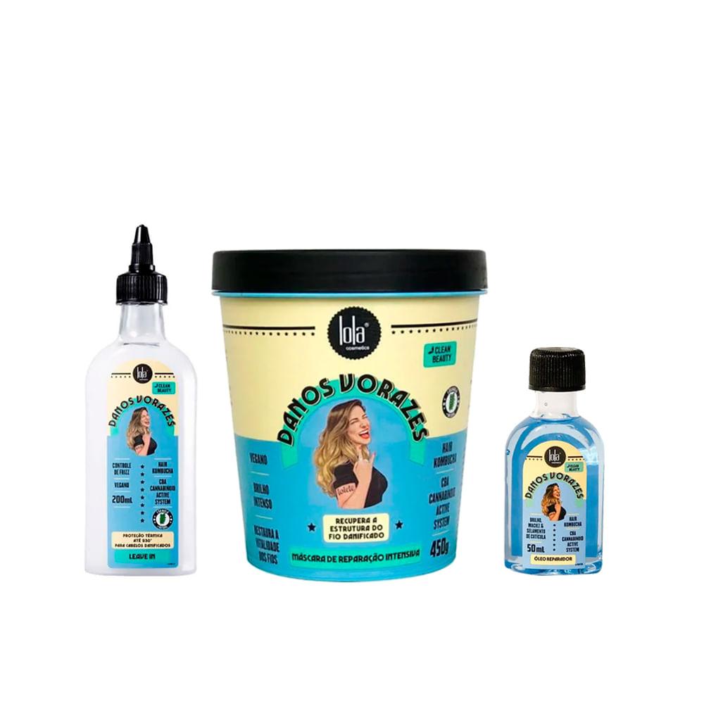 Kit Lola Danos Vorazes - Máscara + Leave in + Óleo Reparador - 1