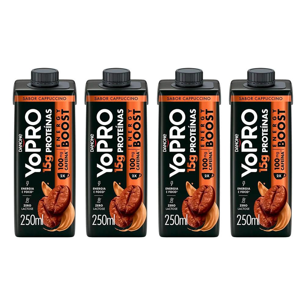 Kit 4 Bebida Yopro 15G Energy Boost 250ml Cappucinno cada - 1