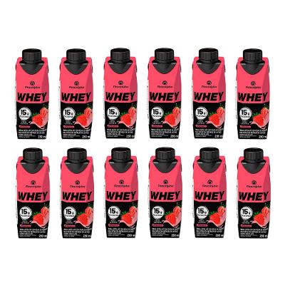 Kit 12 Piracanjuba Bebida Whey Zero Lactose Morango 250ml cada