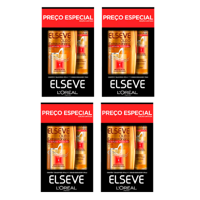 Kit 4 Sh Elseve 375ml+cond 170ml Oleo Extraordinario Cada