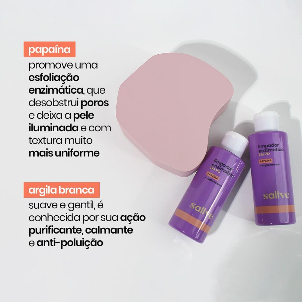 Limpador Facial Enzimático Sallve Em Pó Com Papaína e Argila Branca 30g - 4