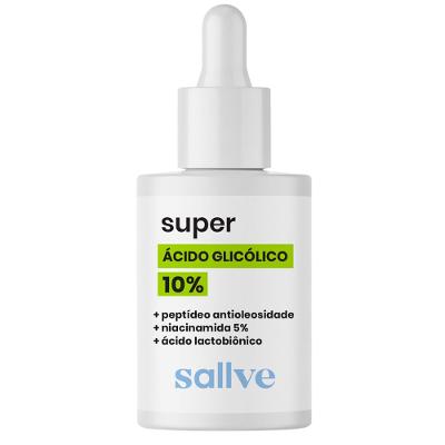 Sérum Facial Noturno Sallve Super Ácido Glicólico 10% Com Peptídeo Antioleosidade 30ml