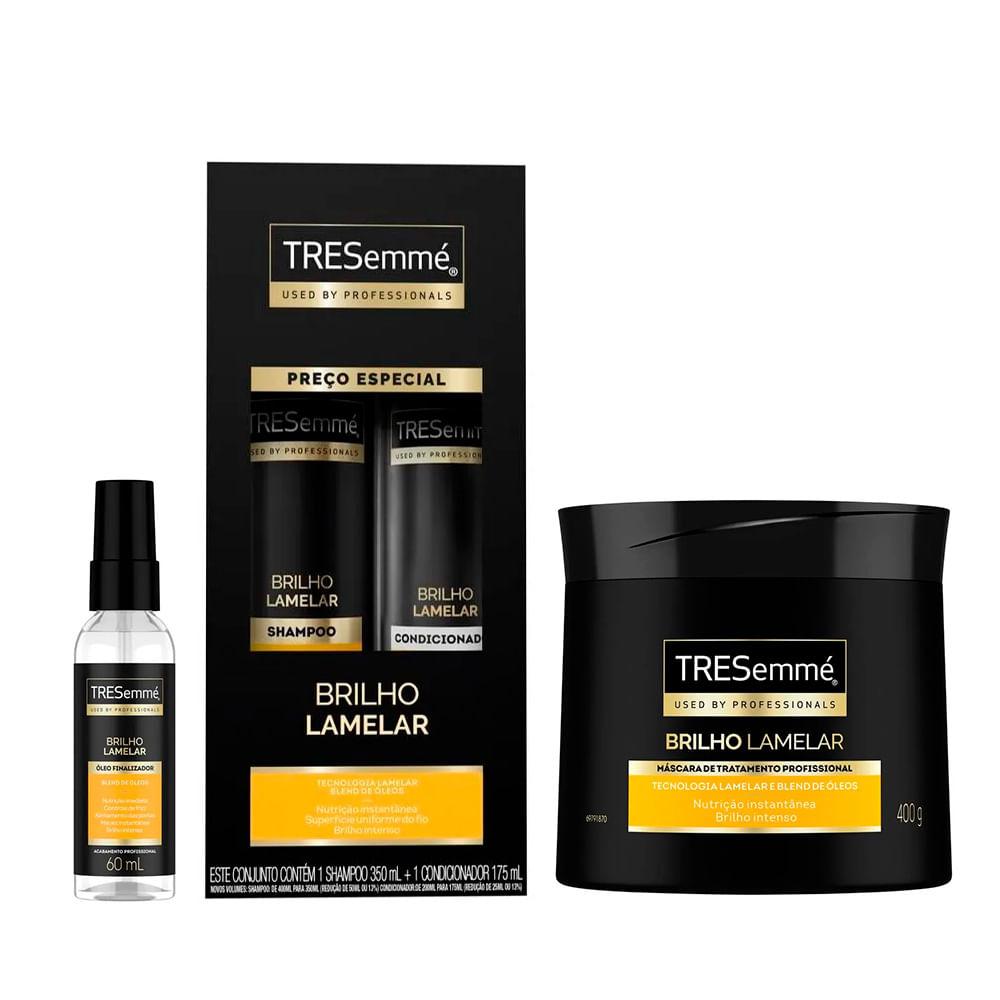 Kit Shampoo+Condicionador+Mascara Tratamento+Oleo Finalizador Brilho Lamelar TRESemmé - 1