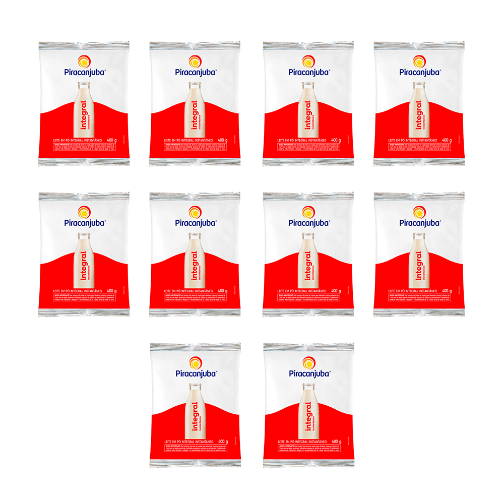 Kit 10 Leite em Pó Piracanjuba Integral Instantâneo 400g Cada - 1