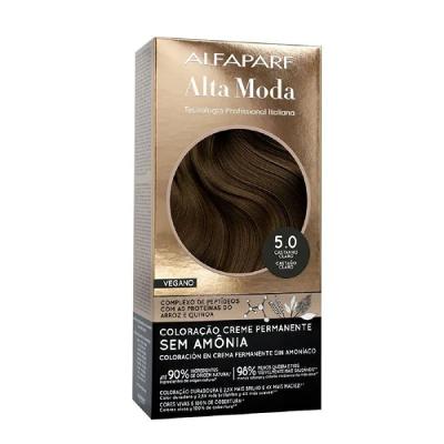 Tintura de Cabelo Alta Moda Sem Amônia Coloração Permanente Castanho Claro 5.0