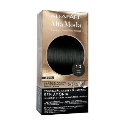 Tintura de Cabelo Alta Moda Sem Amônia Coloração Permanente Preto Negro 1.0