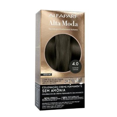 Tintura de Cabelo Alta Moda Sem Amônia Coloração Permanente Castanho 4.0