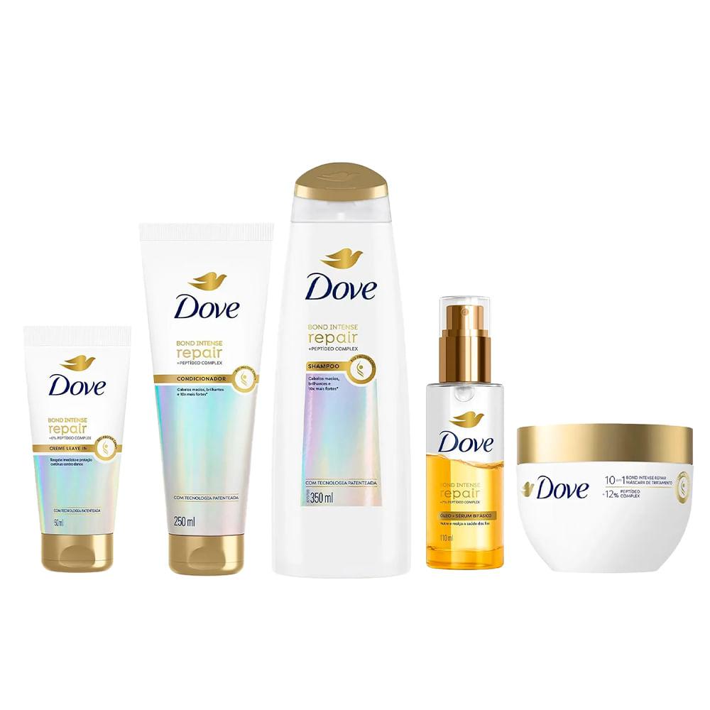 Kit Shampoo Dove Bond Intense 350ml +Máscara Capilar 250g + Condicionador 250ml + Leave-in 50ml + Óleo Bifásico 110ml - 1