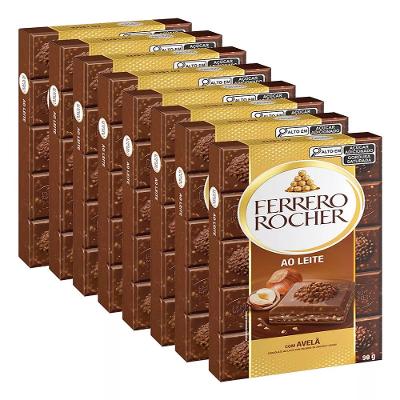 Kit 8 Chocolate Ao Leite Com Avelã Ferrero Rocher 90g Cada