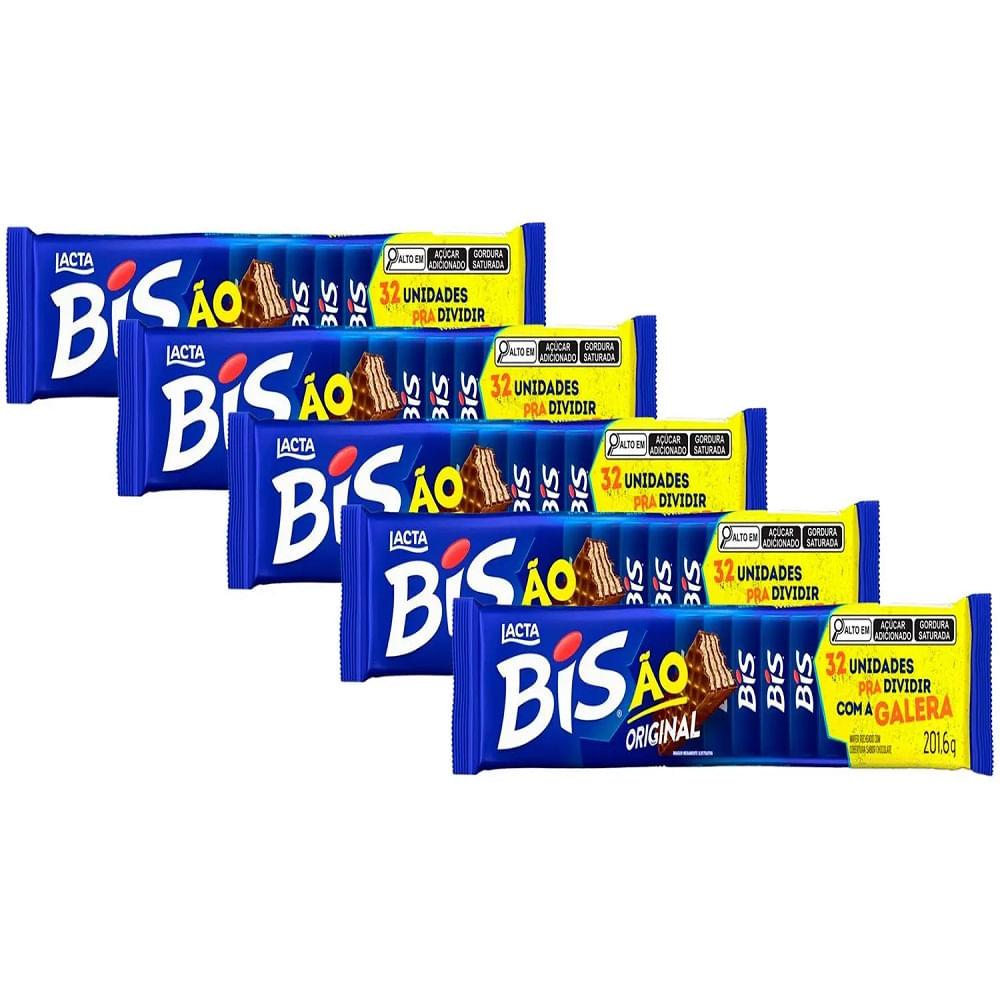 Kit 5 Chocolate Bisão ao Leite Lacta 201,6g Cada - 1