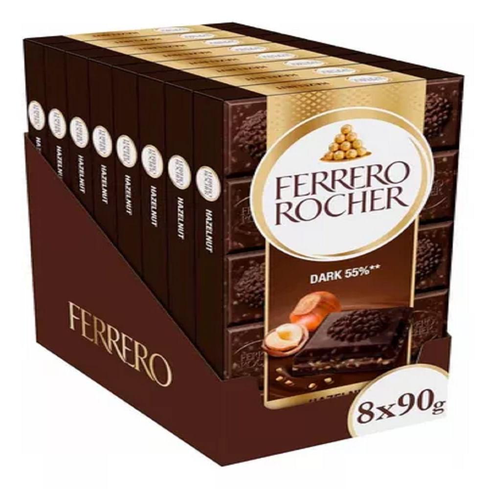 Kit 8 Chocolate Ferrero Rocher Tablete Dark 90g Cada - 1