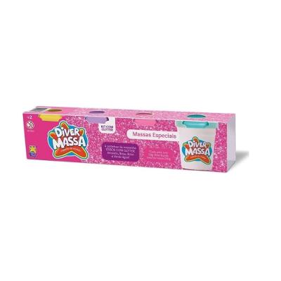Massinha de Modelar Divertoys Glitter 4 Potes