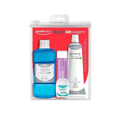 Kit Porwedent Viagem Com Escova Dental + Fio Dental + Pasta de Dente + Solução Bucal 60ml