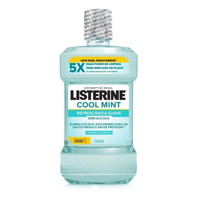 Enxaguante Bucal Listerine Cool Mint Refrescância Suave Sem Álcool 1L