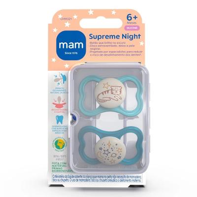 Chupeta Mam Supreme Night 6+ Meses 2 Unidades Azul