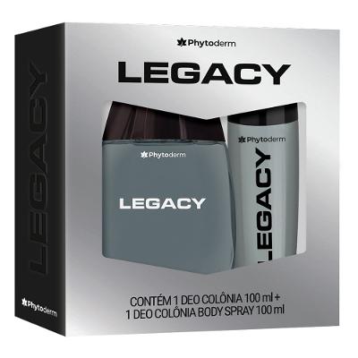 Kit Colônia Phytoderm Legacy Masculino 100ml + Body Spray Legacy 120ml