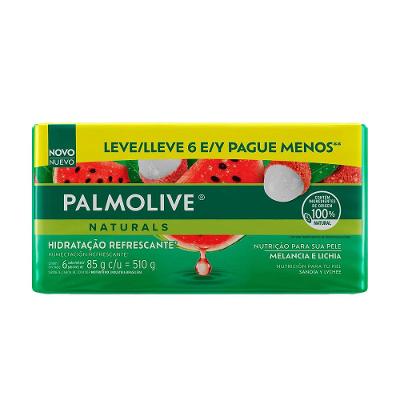 Kit Sabonete Palmolive Naturals Melancia e Lichia Com 6 Unidades 85g Cada