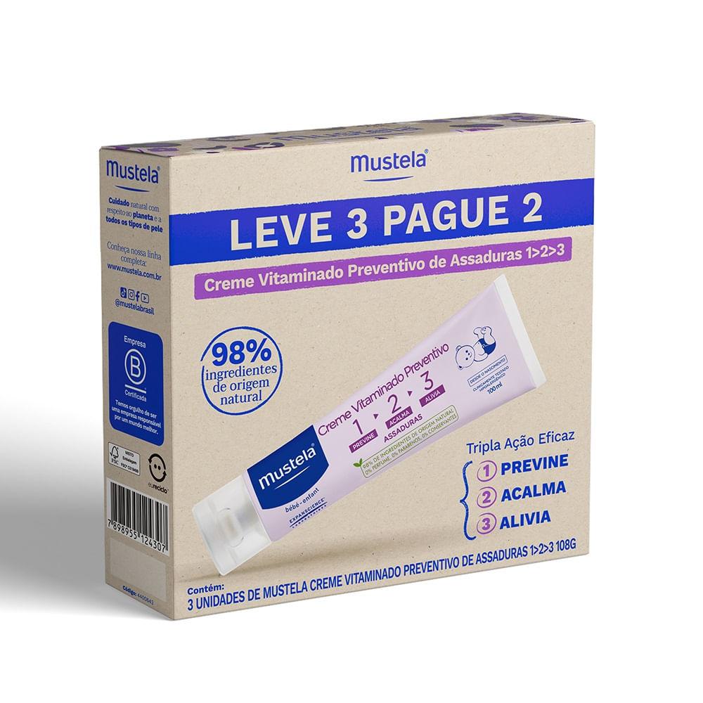 Kit Creme Vitaminado Preventivo de Assaduras Mustela Com 3 Unidades 100ml Cada - 1
