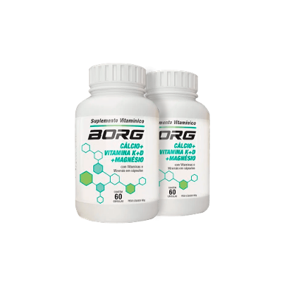 Kit 2 Borg Cálcio+Vita K+Vita D+Magnésio 60 Cápsulas Cada
