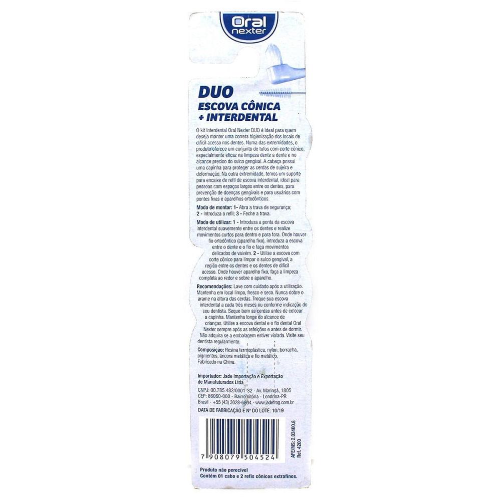 Kit Escova Dental Oral Nexter Interdental Pro Duo + 2 Refis Cônica - 2