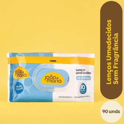 Lenço Umedecido João e Maria Sem Fragância Cimed 90 Unidades