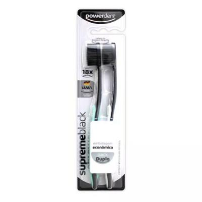 Escova Dental Powerdent Supreme Black 2 Unidades