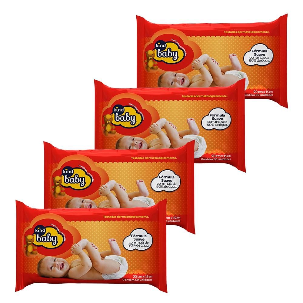 Kit com 4 Toalha Umedecida Kind Baby 50 Unidades cada - 1