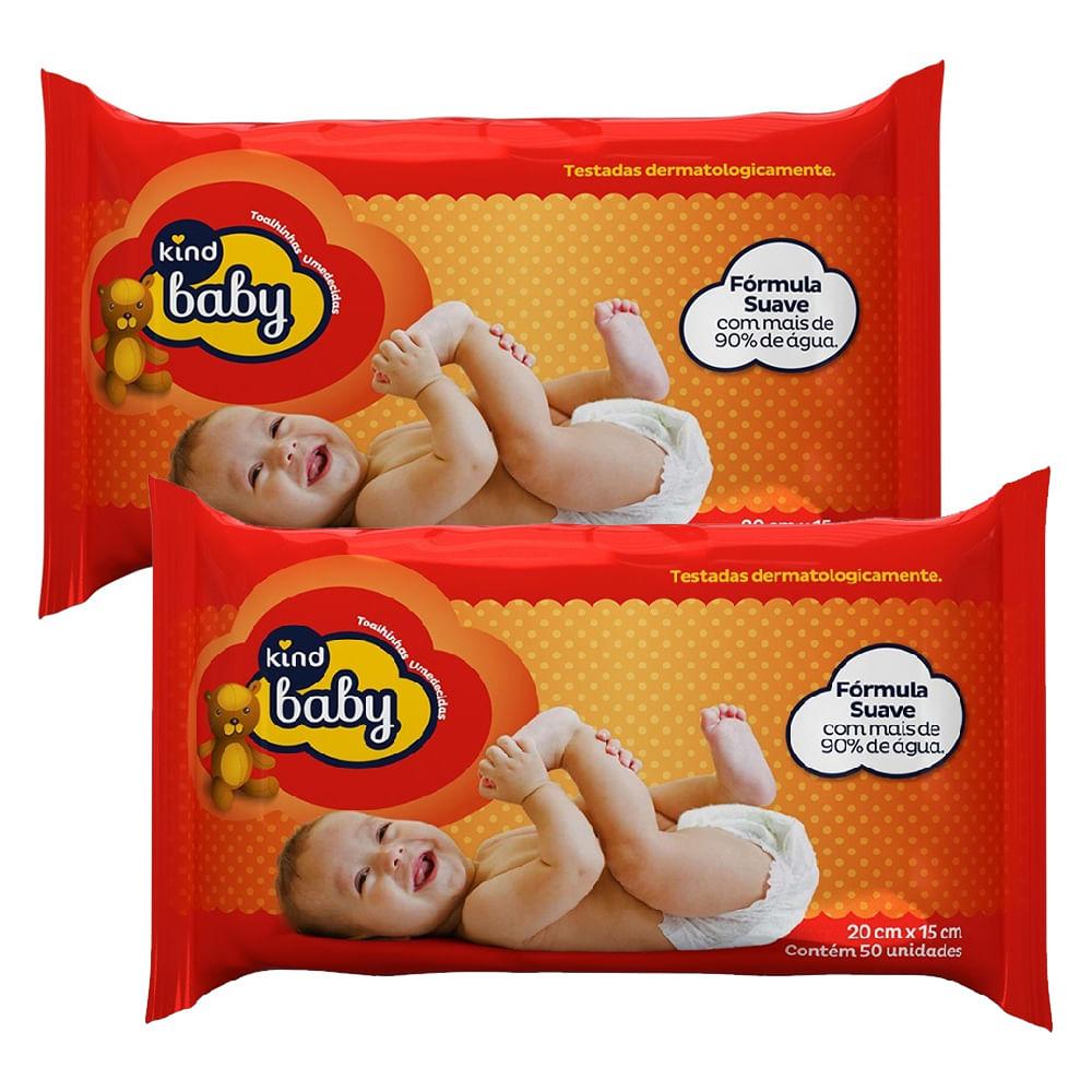 Kit com 2 Toalha Umedecida Kind Baby 50 Unidades cada - 1