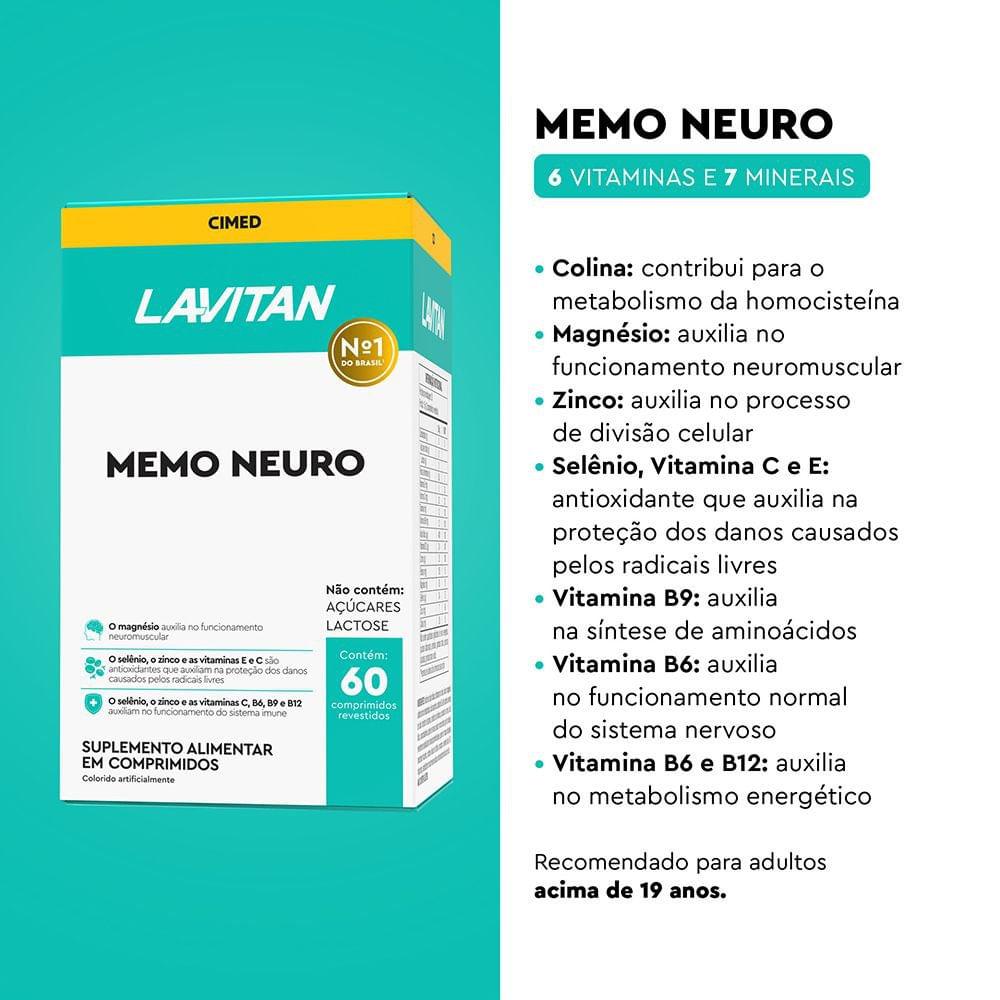 Suplemento Alimentar Lavitan Memo Neuro Com 60 Comprimidos - 5
