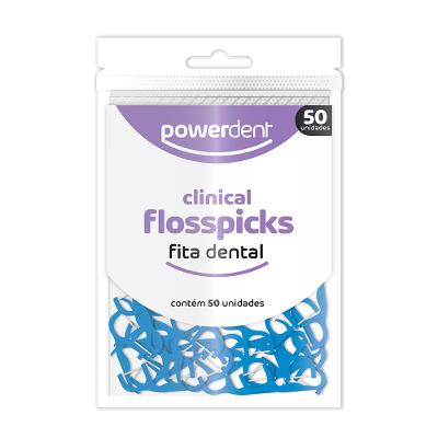 Fio Dental Powerdent Floss Picks Adulto 50un