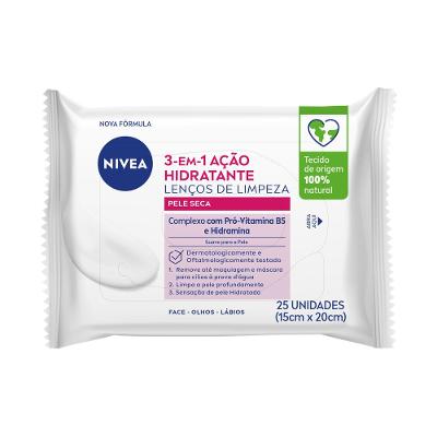 Lenço de Limpeza Demaquilante Nivea Ação Hidratante 3 em 1 25 Unidades
