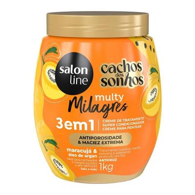 Creme Salon Line 3 em 1 Cachos dos Sonhos Multy Milagres Maracujá 1kg