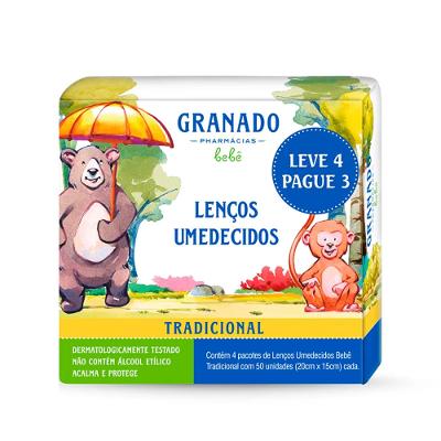 Kit com 4 Lenços Umedecidos Granado Bebê Tradicional 200 Unidades