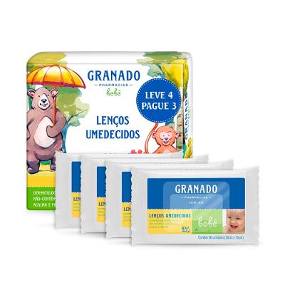 Kit com 4 Lenços Umedecidos Granado Bebê Tradicional 200 Unidades