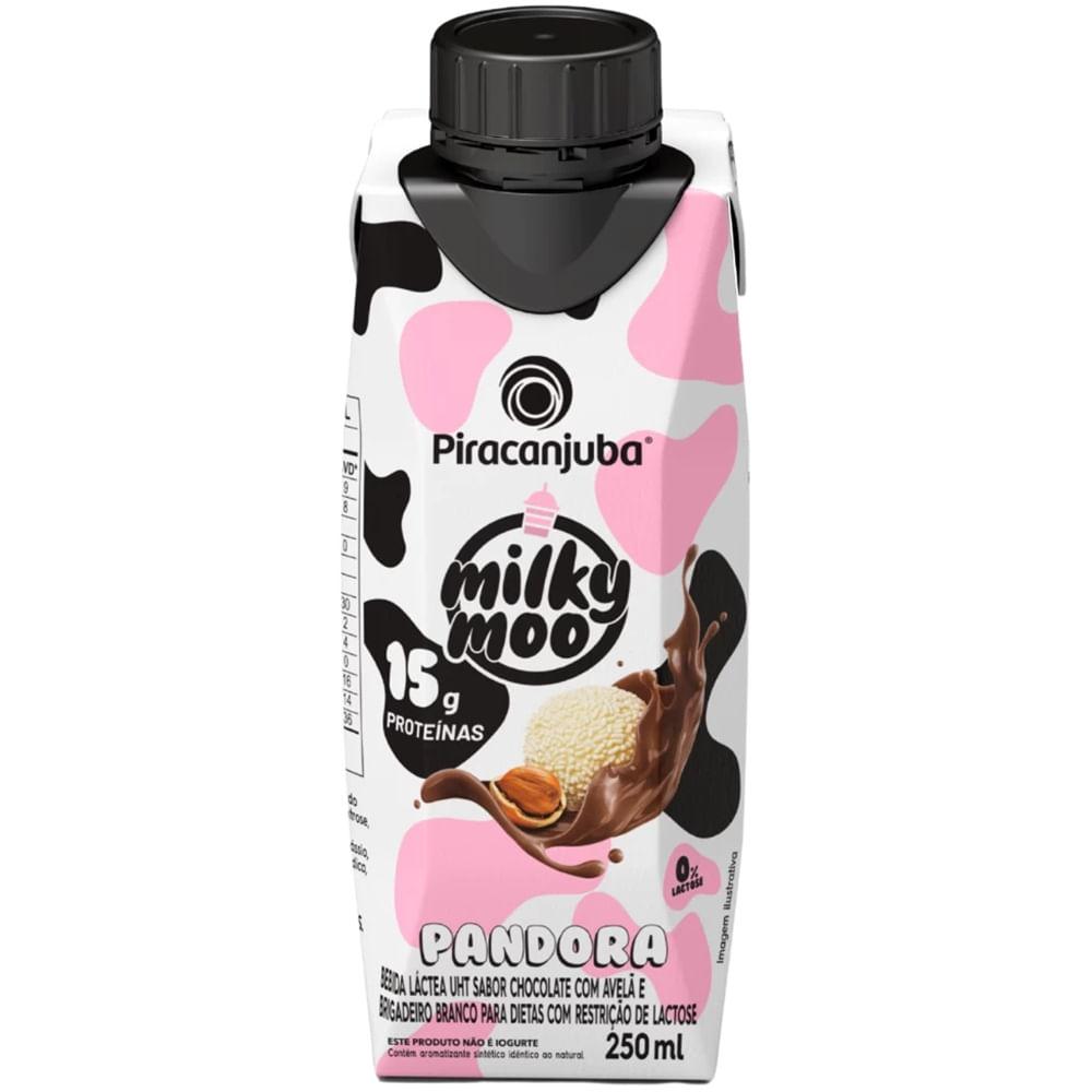 Bebida Láctea Milky Moo Pandora Sabor Chocolate Com Avelã e Brigadeiro Branco 250ml - 1