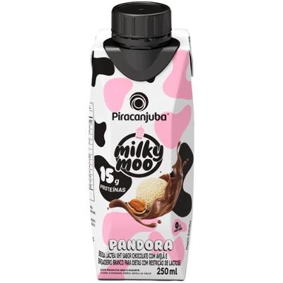 Bebida Láctea Milky Moo Pandora Sabor Chocolate Com Avelã e Brigadeiro Branco 250ml