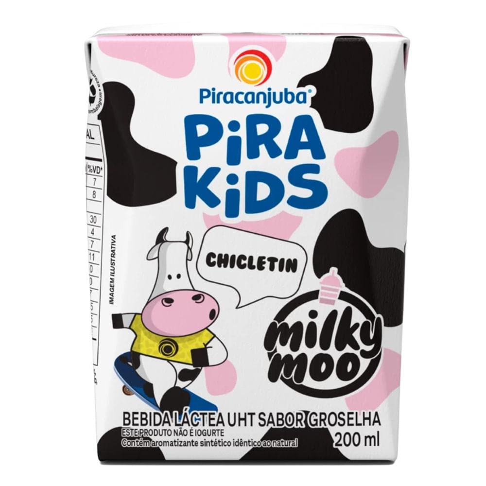Bebida Láctea Pirakids Milky Moo Chicletin Sabor Groselha 250ml - 1