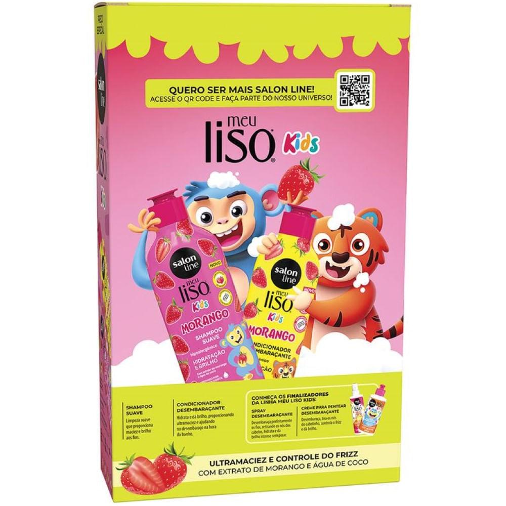 Kit Salon Line Meu Liso Kids Morango Shampoo 300ml + Condicionador 200ml - 3