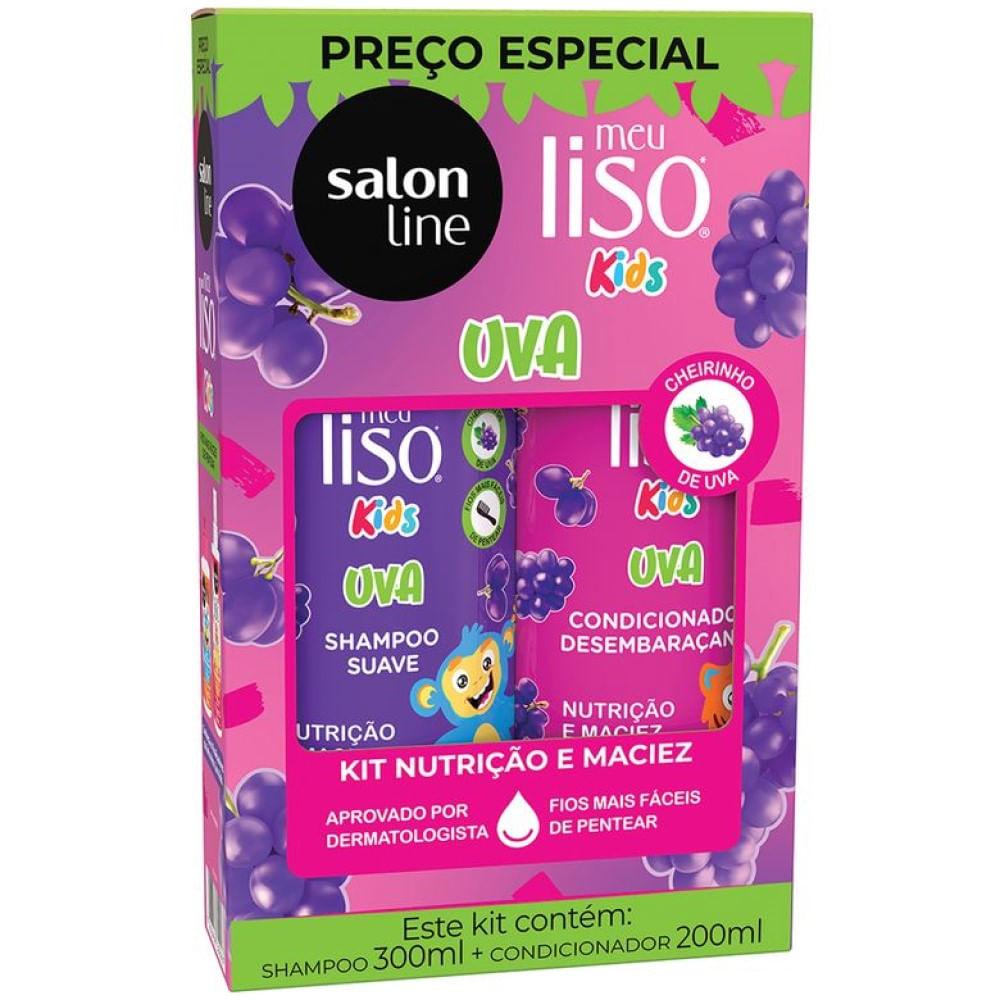 Kit Salon Line Meu Liso Kids Uva Shampoo 300ml + Condicionador 200ml - 1