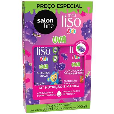 Kit Salon Line Meu Liso Kids Uva Shampoo 300ml + Condicionador 200ml