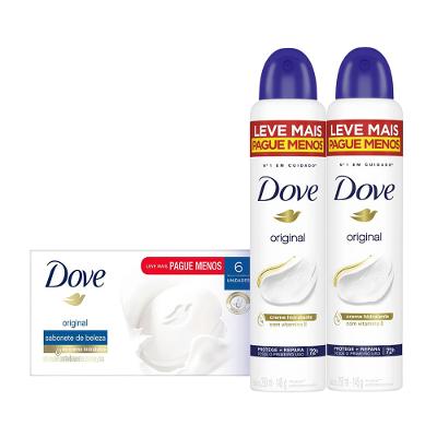 Kit Sabonete em Barra Dove Original 6 unidades 90g + 2 Desodorante Dove Aero Original 250ml