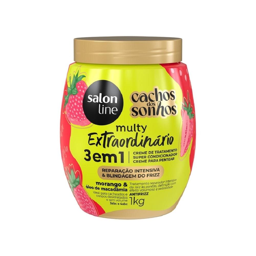 Creme Salon Line 3 em 1 Cachos dos Sonhos Multy Extraordinário Morango 1kg - 1