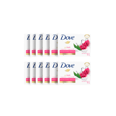 Kit c/ 12 Sabonetes em barra Dove Go Fresh Romã e Verbena 90g cada