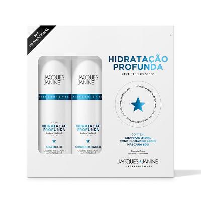 Kit Shampoo + Condicionador 240ml + Máscara Capilar Jacques Janine Hidratação Profunda 80g