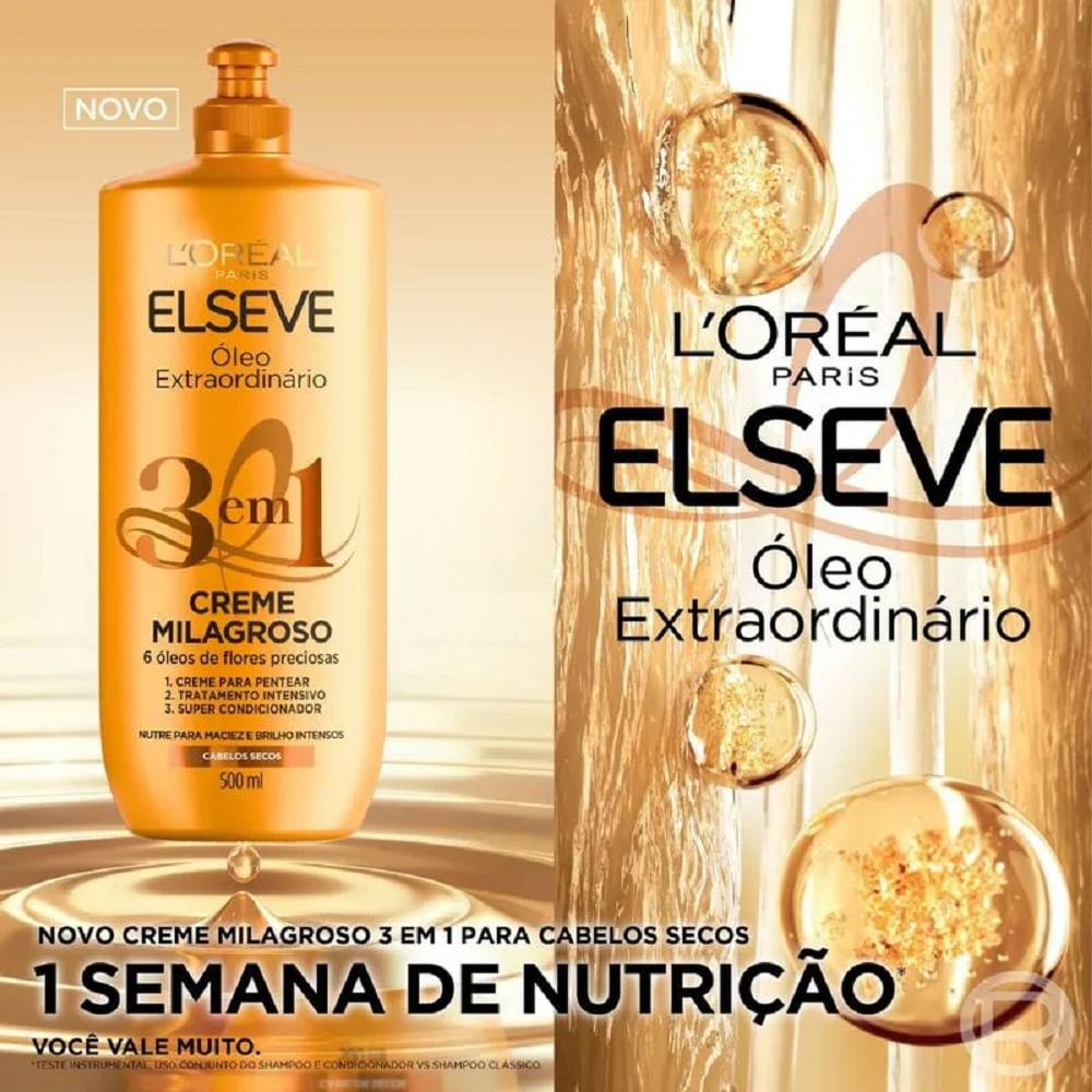 Creme de Pentear Elseve 3 Em 1 Milagroso Óleo Extraordinário 500ml - 3