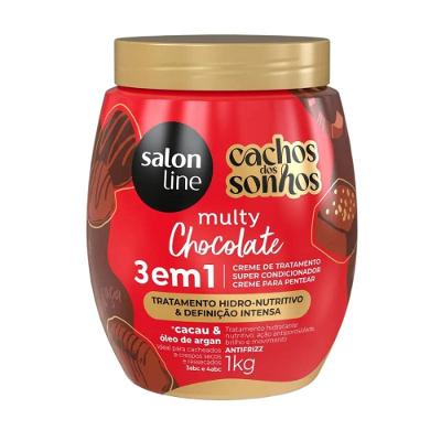 Creme de Pentear Salon Line 3 em 1 Multy Chocolate 1kg