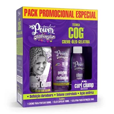 Kit Creme De Pentear 500ml+Gel De Definição 280g+ Óleo Capilar 100ml Soul Power Texturização Curl Clump
