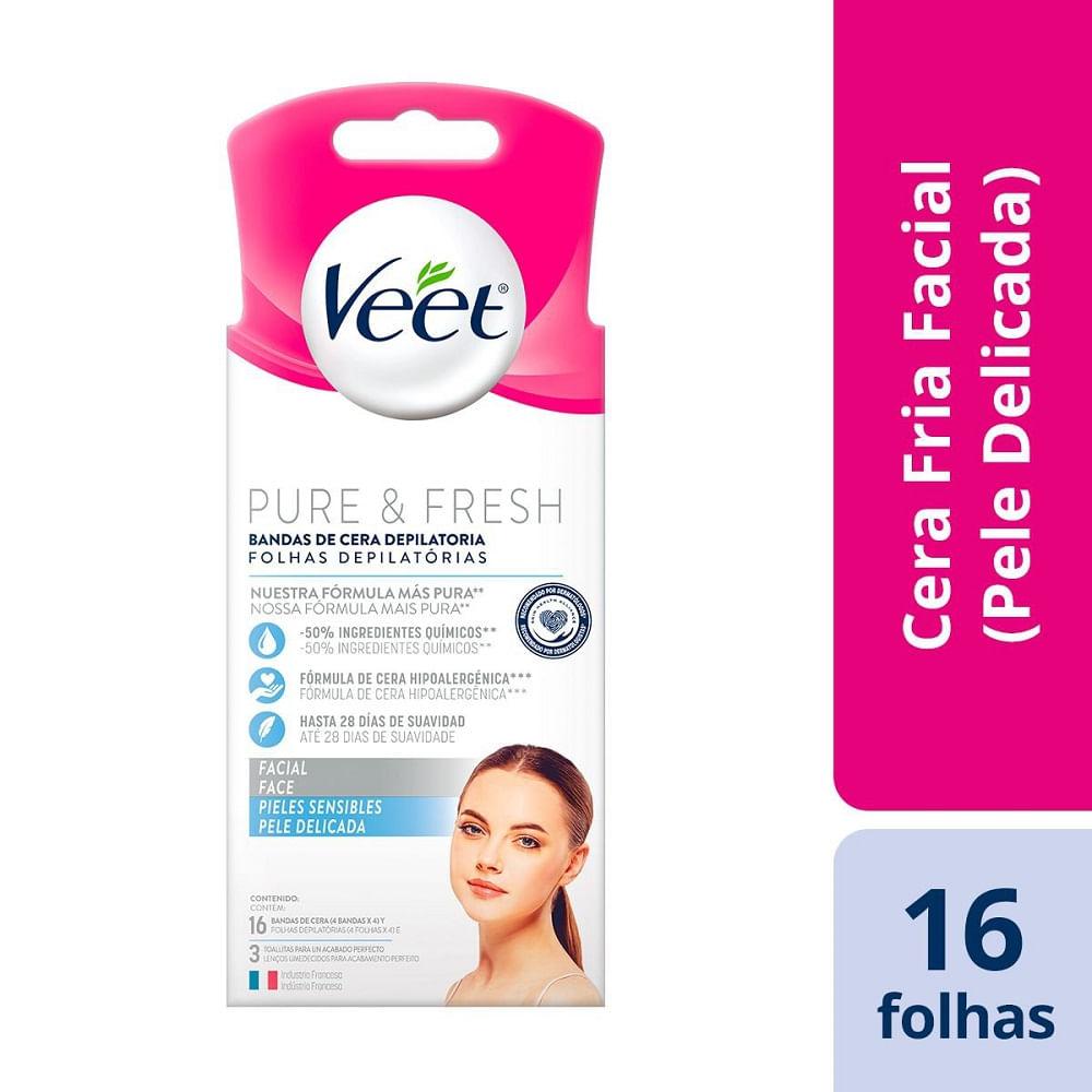 Cera Fria Depilatória Facial Veet Pure e Fresh 16 Unidades - 2