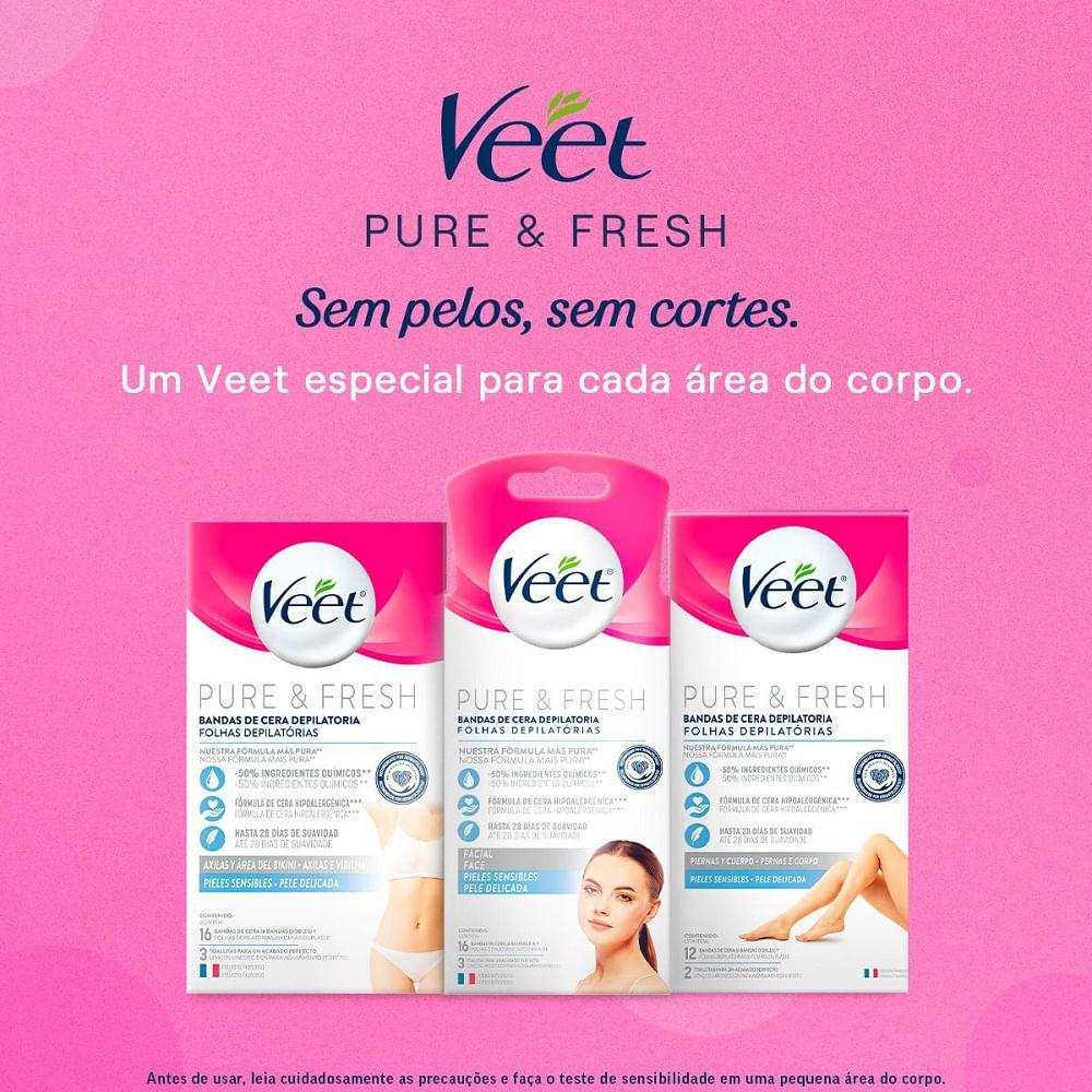 Cera Fria Depilatória Facial Veet Pure e Fresh 16 Unidades - 4