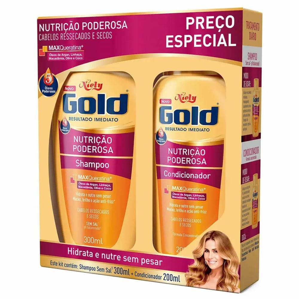 Kit Niely Gold Nutrição Poderosa Shampoo 300ml + Condicionador 200ml - 1